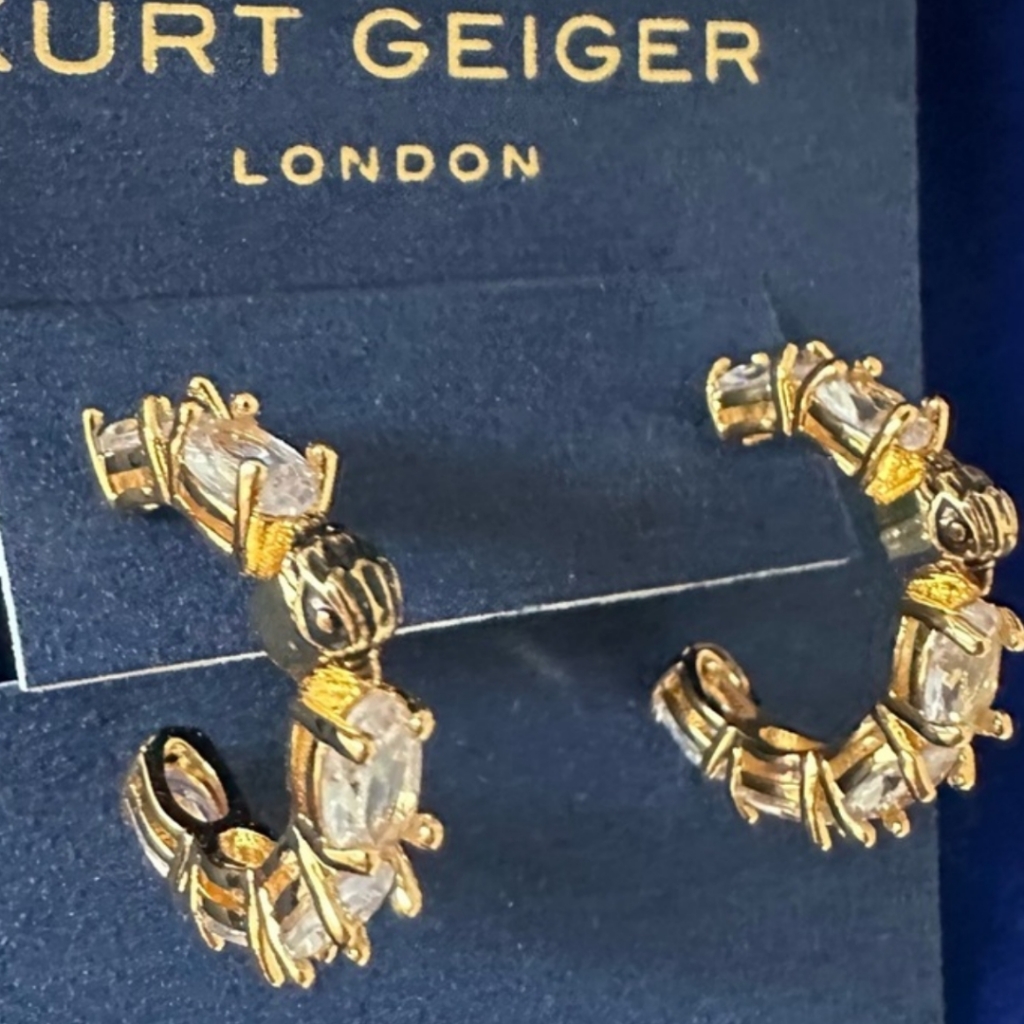 Kurt Geiger London Crystal Gold Hoop Earrings With Raven Head 79$
